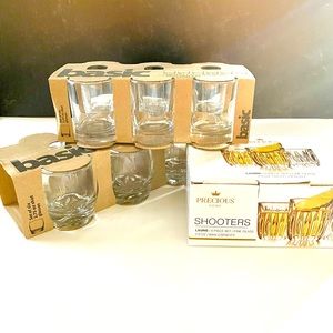 3 sets of shot glasses by Home Essentials and Precious Home.